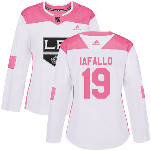Women's Adidas Los Angeles Kings #19 Alex Iafallo Authentic White/Pink Fashion NHL Jersey