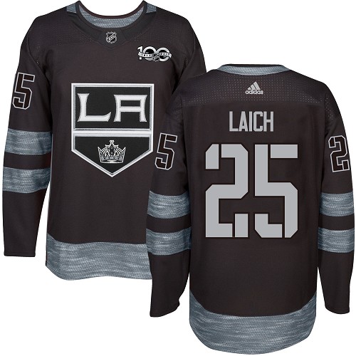 Men's Adidas Los Angeles Kings #25 Brooks Laich Authentic Black 1917-2017 100th Anniversary NHL Jersey