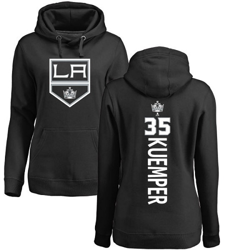 NHL Women's Adidas Los Angeles Kings #35 Darcy Kuemper Black Backer Pullover Hoodie