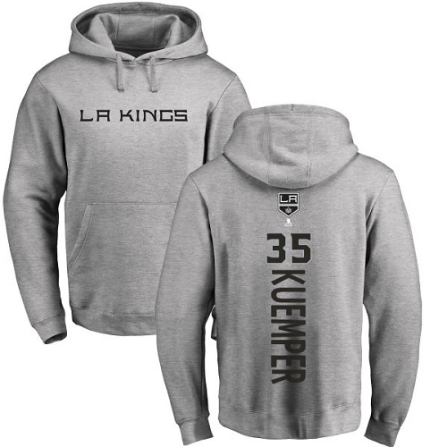 NHL Adidas Los Angeles Kings #35 Darcy Kuemper Ash Backer Pullover Hoodie