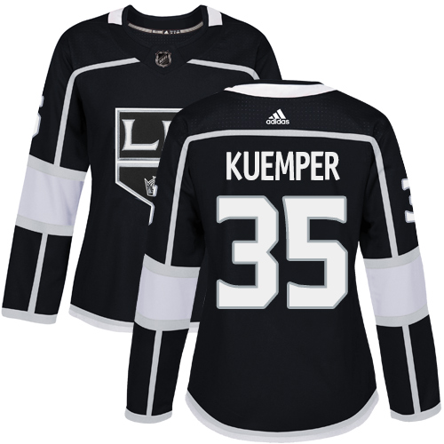 Women's Adidas Los Angeles Kings #35 Darcy Kuemper Authentic Black Home NHL Jersey