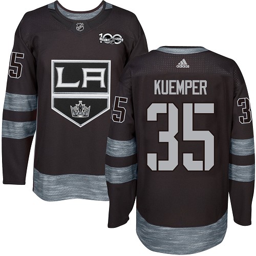Men's Adidas Los Angeles Kings #35 Darcy Kuemper Premier Black 1917-2017 100th Anniversary NHL Jersey