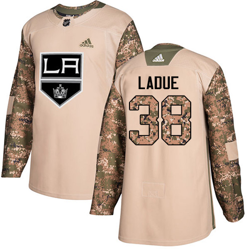 Youth Adidas Los Angeles Kings #38 Paul LaDue Authentic Camo Veterans Day Practice NHL Jersey