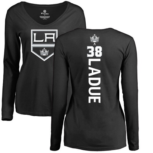 NHL Women's Adidas Los Angeles Kings #38 Paul LaDue Black Backer Long Sleeve T-Shirt