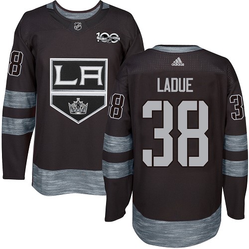 Men's Adidas Los Angeles Kings #38 Paul LaDue Authentic Black 1917-2017 100th Anniversary NHL Jersey
