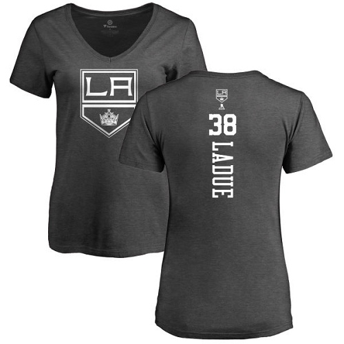 NHL Women's Adidas Los Angeles Kings #38 Paul LaDue Charcoal One Color Backer T-Shirt
