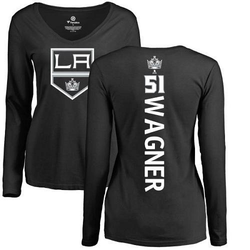 NHL Women's Adidas Los Angeles Kings #51 Austin Wagner Black Backer Long Sleeve T-Shirt