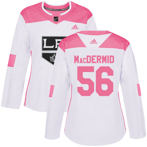 Women's Adidas Los Angeles Kings #56 Kurtis MacDermid Authentic White/Pink Fashion NHL Jersey