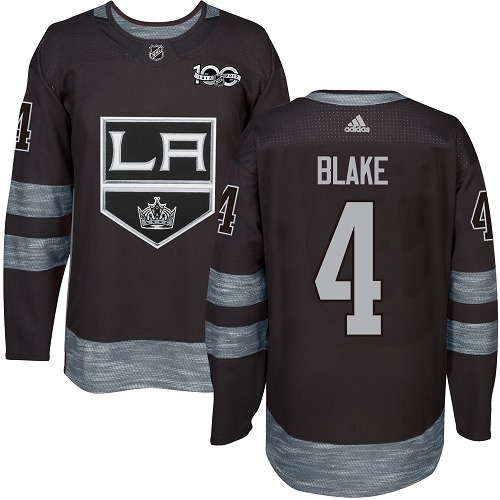 Men's Adidas Los Angeles Kings #4 Rob Blake Premier Black 1917-2017 100th Anniversary NHL Jersey