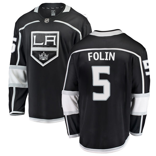 Men's Los Angeles Kings #5 Christian Folin Authentic Black Home Fanatics Branded Breakaway NHL Jersey