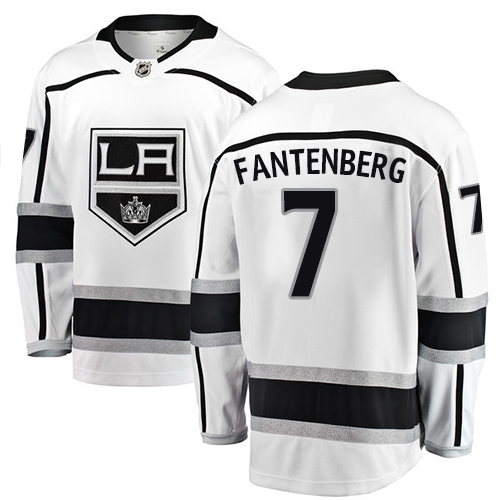 Men's Los Angeles Kings #7 Oscar Fantenberg Authentic White Away Fanatics Branded Breakaway NHL Jersey