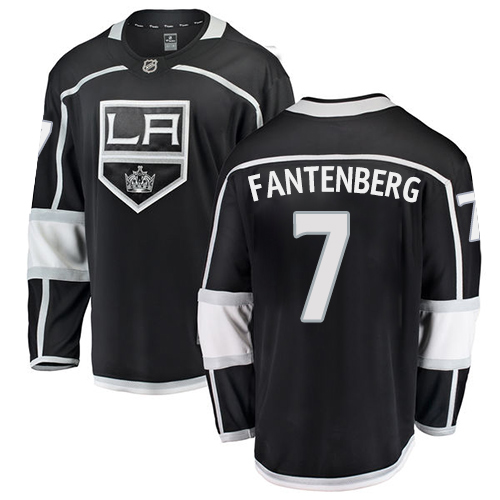 Youth Los Angeles Kings #7 Oscar Fantenberg Authentic Black Home Fanatics Branded Breakaway NHL Jersey