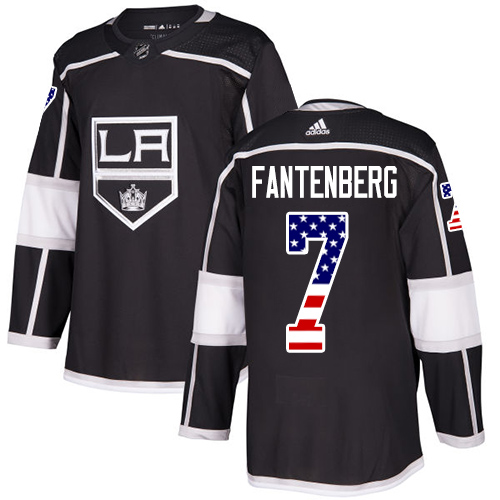 Men's Adidas Los Angeles Kings #7 Oscar Fantenberg Authentic Black USA Flag Fashion NHL Jersey