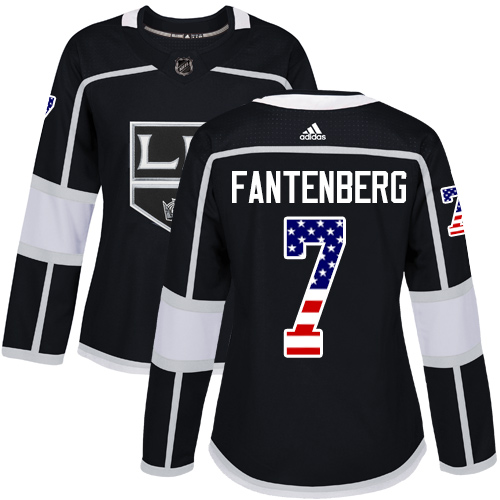 Women's Adidas Los Angeles Kings #7 Oscar Fantenberg Authentic Black USA Flag Fashion NHL Jersey