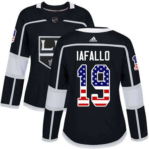 Women's Adidas Los Angeles Kings #19 Alex Iafallo Authentic Black USA Flag Fashion NHL Jersey