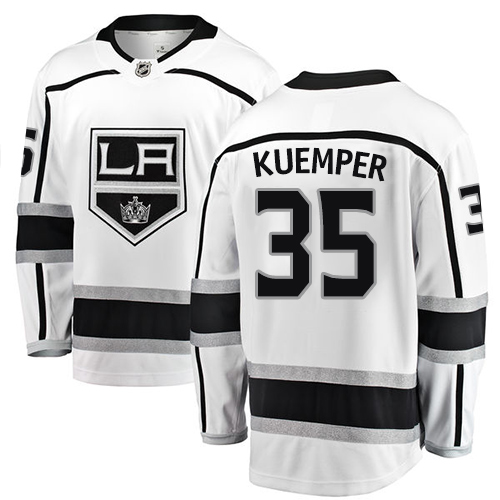 Men's Los Angeles Kings #35 Darcy Kuemper Authentic White Away Fanatics Branded Breakaway NHL Jersey