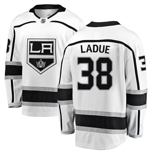 Men's Los Angeles Kings #38 Paul LaDue Authentic White Away Fanatics Branded Breakaway NHL Jersey