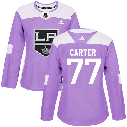 Women's Adidas Los Angeles Kings #77 Jeff Carter Authentic Purple Fights Cancer Practice NHL Jersey