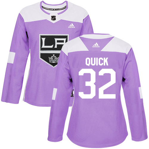 Women's Adidas Los Angeles Kings #32 Jonathan Quick Authentic Purple Fights Cancer Practice NHL Jersey