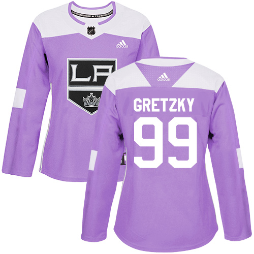 Women's Adidas Los Angeles Kings #99 Wayne Gretzky Authentic Purple Fights Cancer Practice NHL Jersey