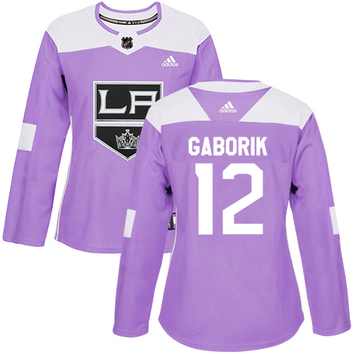 Women's Adidas Los Angeles Kings #12 Marian Gaborik Authentic Purple Fights Cancer Practice NHL Jersey