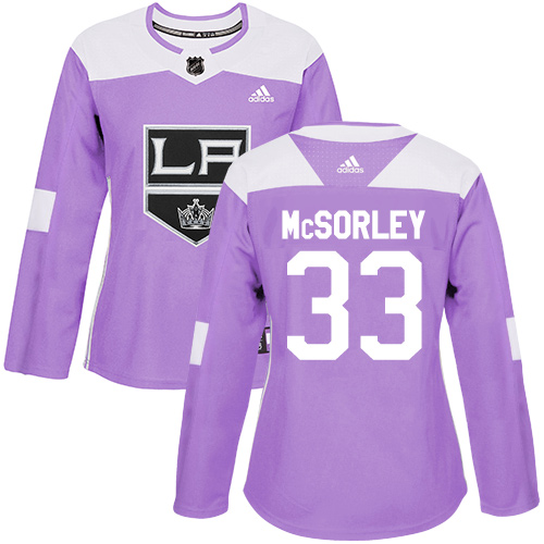 Women's Adidas Los Angeles Kings #33 Marty Mcsorley Authentic Purple Fights Cancer Practice NHL Jersey