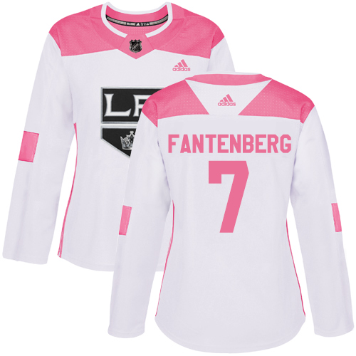 Women's Adidas Los Angeles Kings #7 Oscar Fantenberg Authentic White/Pink Fashion NHL Jersey