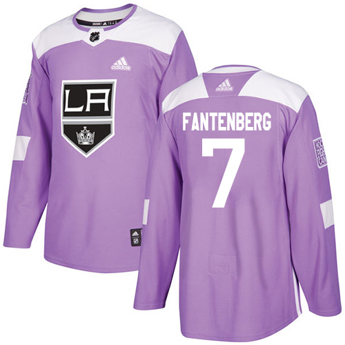 Youth Adidas Los Angeles Kings #7 Oscar Fantenberg Authentic Purple Fights Cancer Practice NHL Jersey