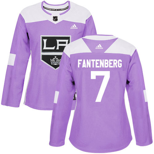 Women's Adidas Los Angeles Kings #7 Oscar Fantenberg Authentic Purple Fights Cancer Practice NHL Jersey