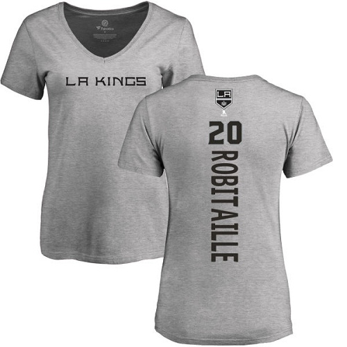 NHL Women's Adidas Los Angeles Kings #20 Luc Robitaille Ash Backer T-Shirt