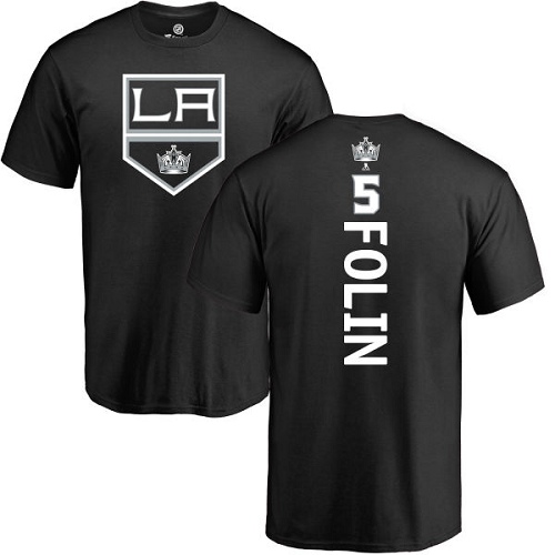 NHL Adidas Los Angeles Kings #5 Christian Folin Black Backer T-Shirt