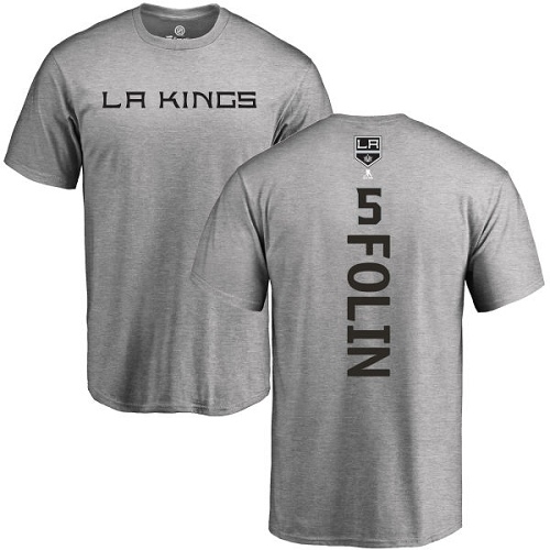 NHL Adidas Los Angeles Kings #5 Christian Folin Ash Backer T-Shirt