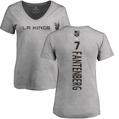 NHL Women's Adidas Los Angeles Kings #7 Oscar Fantenberg Ash Backer T-Shirt