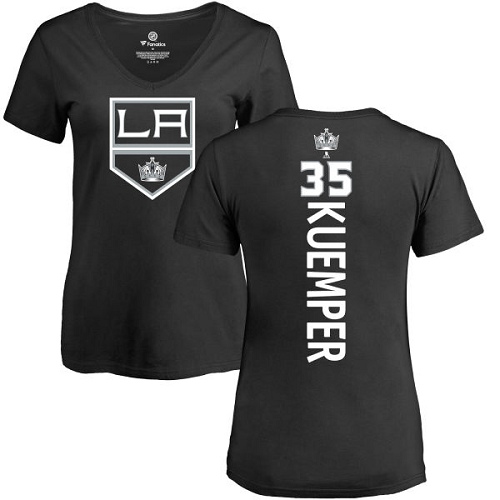 NHL Women's Adidas Los Angeles Kings #35 Darcy Kuemper Black Backer T-Shirt