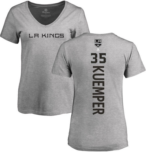 NHL Women's Adidas Los Angeles Kings #35 Darcy Kuemper Ash Backer T-Shirt
