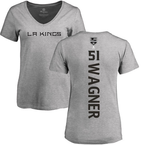 NHL Women's Adidas Los Angeles Kings #51 Austin Wagner Ash Backer T-Shirt