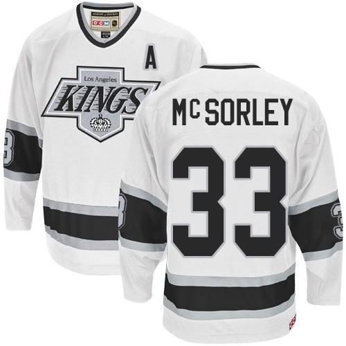 Men's CCM Los Angeles Kings #33 Marty Mcsorley Authentic White Throwback NHL Jersey