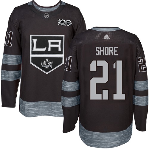 Men's Adidas Los Angeles Kings #21 Nick Shore Authentic Black 1917-2017 100th Anniversary NHL Jersey