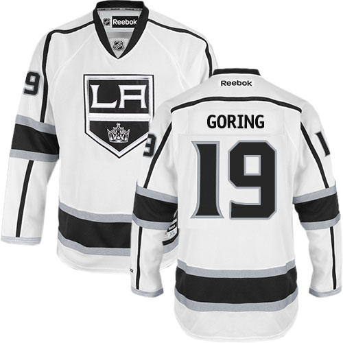 Men's Reebok Los Angeles Kings #19 Butch Goring Authentic White Away NHL Jersey