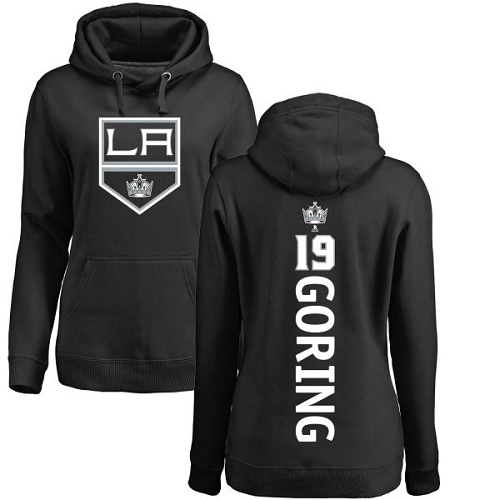 NHL Women's Adidas Los Angeles Kings #19 Butch Goring Black Backer Pullover Hoodie