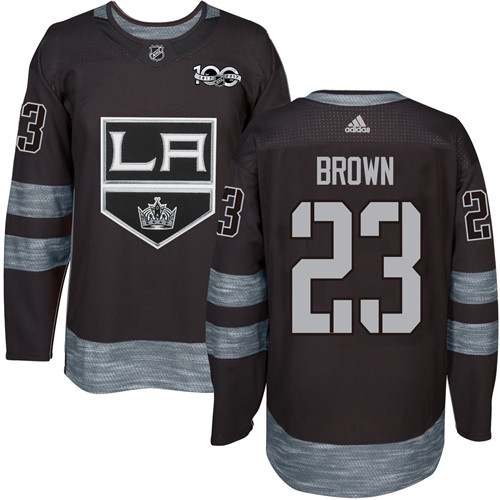 Men's Adidas Los Angeles Kings #23 Dustin Brown Authentic Black 1917-2017 100th Anniversary NHL Jersey