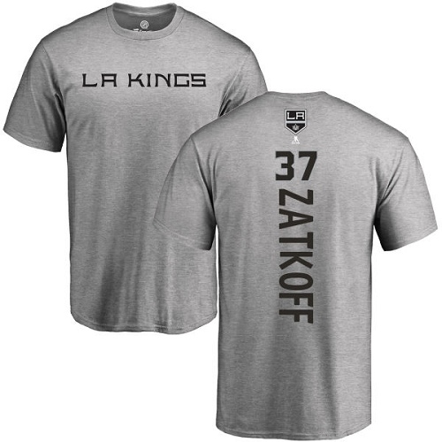 NHL Adidas Los Angeles Kings #37 Jeff Zatkoff Ash Backer T-Shirt