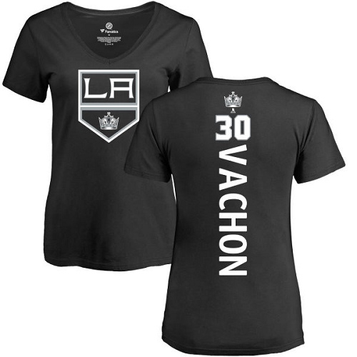 NHL Women's Adidas Los Angeles Kings #30 Rogie Vachon Black Backer T-Shirt