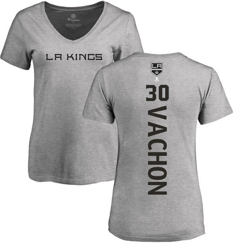 NHL Women's Adidas Los Angeles Kings #30 Rogie Vachon Ash Backer T-Shirt