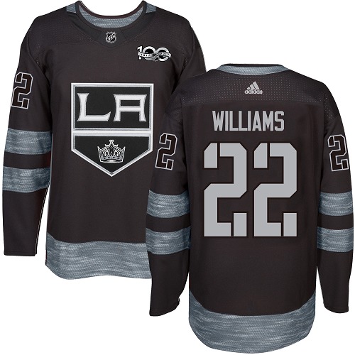Men's Adidas Los Angeles Kings #22 Tiger Williams Premier Black 1917-2017 100th Anniversary NHL Jersey