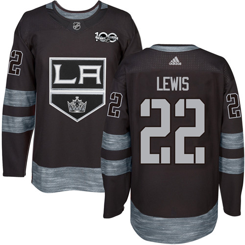 Men's Adidas Los Angeles Kings #22 Trevor Lewis Authentic Black 1917-2017 100th Anniversary NHL Jersey