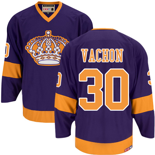 Men's CCM Los Angeles Kings #30 Rogie Vachon Authentic Purple Throwback NHL Jersey