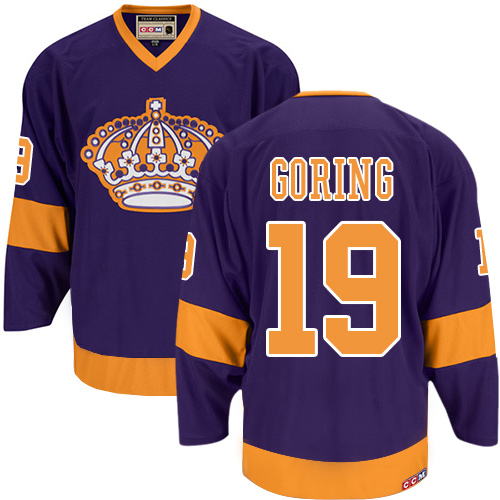 Men's CCM Los Angeles Kings #19 Butch Goring Authentic Purple Throwback NHL Jersey