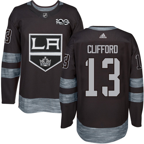 Men's Adidas Los Angeles Kings #13 Kyle Clifford Authentic Black 1917-2017 100th Anniversary NHL Jersey