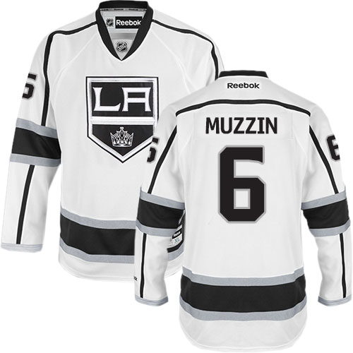 Men's Reebok Los Angeles Kings #6 Jake Muzzin Authentic White Away NHL Jersey